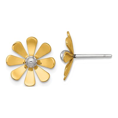 14K Yellow Gold Daisy Stud Earrings