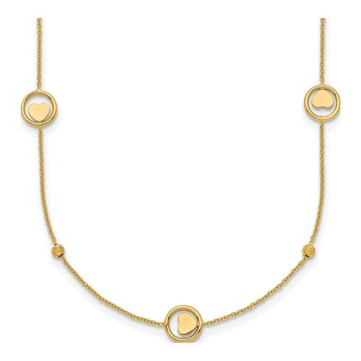 14K Yellow Gold Heart Circle Necklace