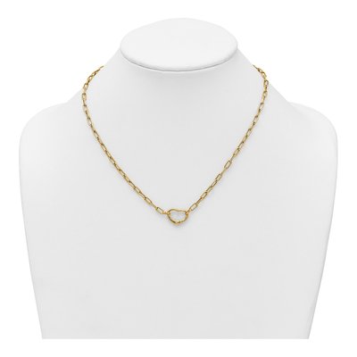14K Yellow Gold Oval Link Heart Convertible Necklace – view 4