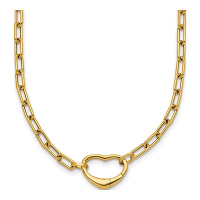 14K Yellow Gold Oval Link Heart Convertible Necklace