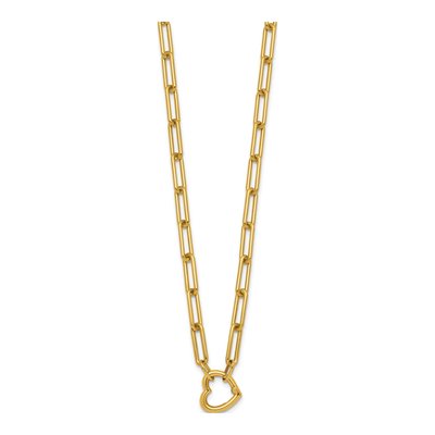14K Yellow Gold Heart Paperclip Necklace – view 3