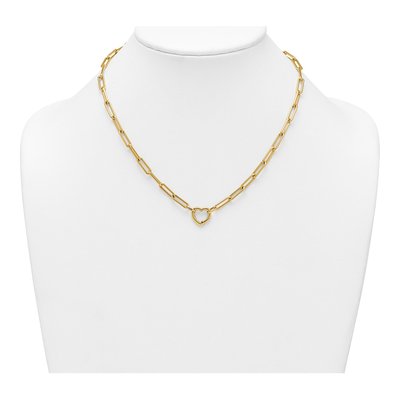 14K Yellow Gold Heart Paperclip Necklace – view 4