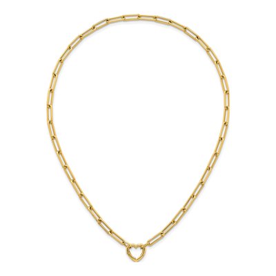14K Yellow Gold Heart Paperclip Necklace – view 5