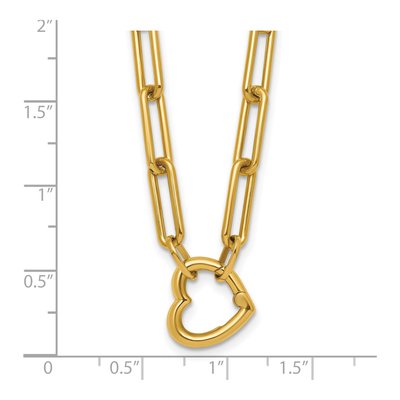 14K Yellow Gold Heart Paperclip Necklace – view 6