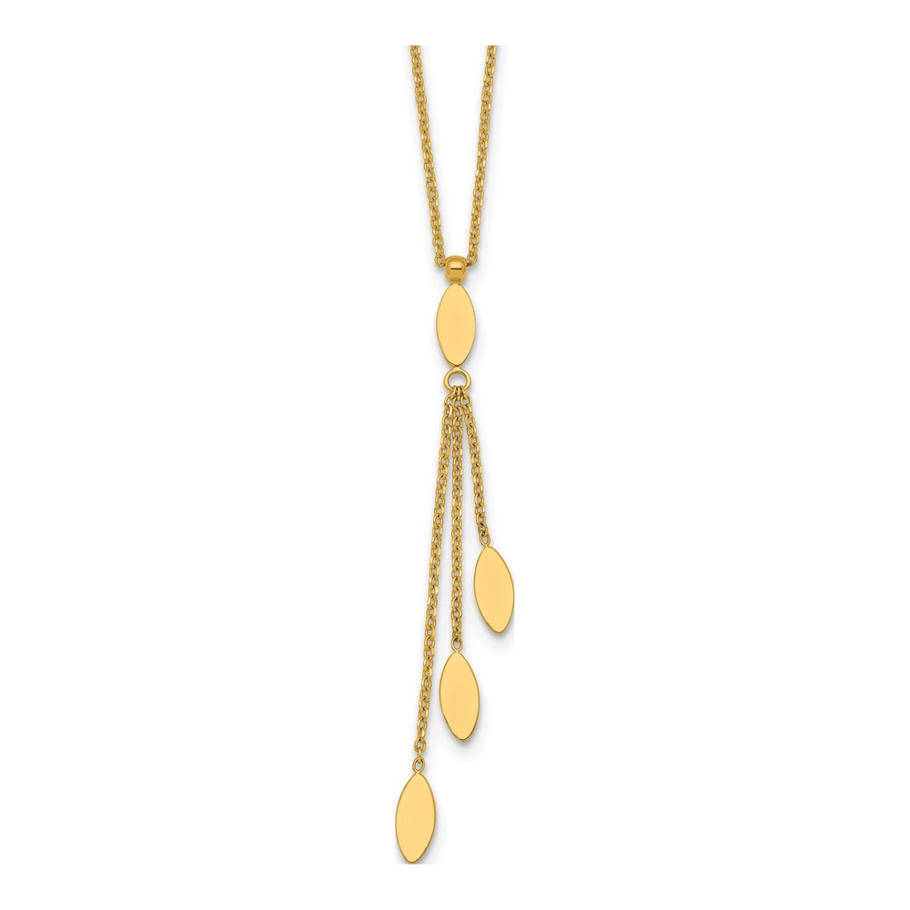 14K 18 Inch Polished Oval 3-Dangles 16 Inch Necklace Plus 2 Inch Extender with Lobster Clasp