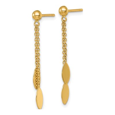 14K Yellow Gold Oval Dangle Earrings – view 3