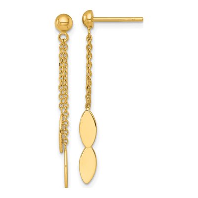 14K Yellow Gold Oval Dangle Earrings