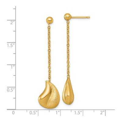14K Yellow Gold Curved Teardrop Dangle Earrings – view 4