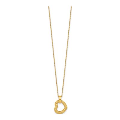 14K Yellow Gold Diamond-Cut Heart Pendant Necklace – view 3