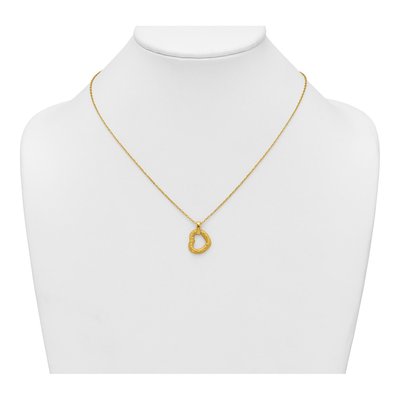 14K Yellow Gold Diamond-Cut Heart Pendant Necklace – view 4