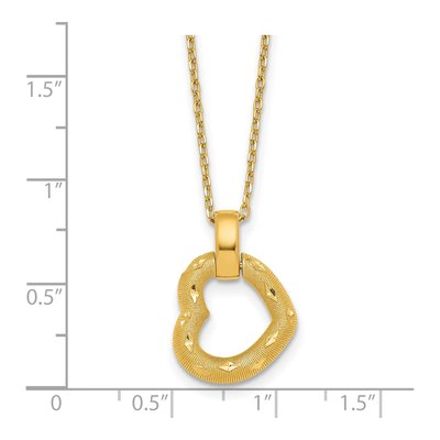 14K Yellow Gold Diamond-Cut Heart Pendant Necklace – view 6