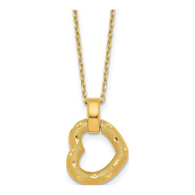 14K Yellow Gold Diamond-Cut Heart Pendant Necklace