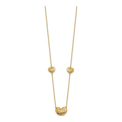 14K Yellow Gold Filigree Puffed Heart Necklace – view 3