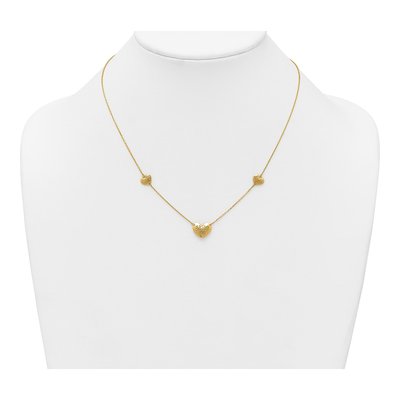14K Yellow Gold Filigree Puffed Heart Necklace – view 4