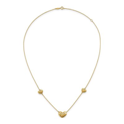 14K Yellow Gold Filigree Puffed Heart Necklace – view 5