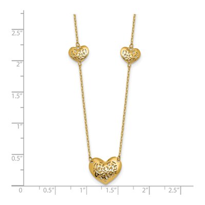14K Yellow Gold Filigree Puffed Heart Necklace – view 6