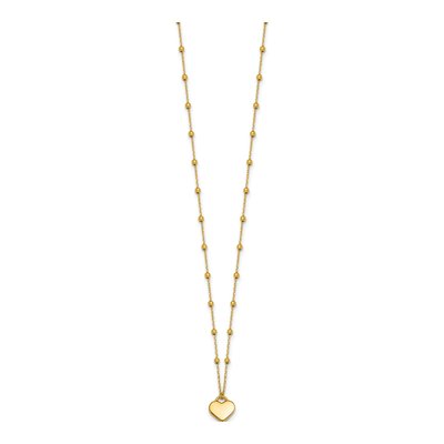 14K Yellow Gold Heart Beaded Necklace – view 3