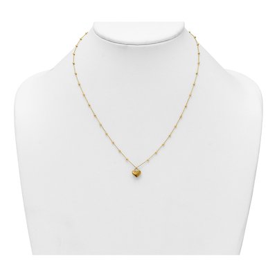 14K Yellow Gold Heart Beaded Necklace – view 4