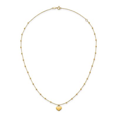 14K Yellow Gold Heart Beaded Necklace – view 5