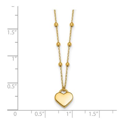 14K Yellow Gold Heart Beaded Necklace – view 6