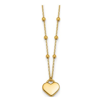 14K Yellow Gold Heart Beaded Necklace