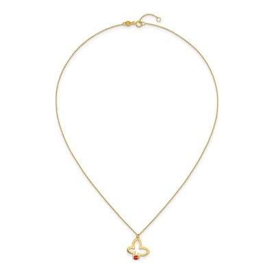 14K Yellow Gold Girls' Butterfly Ladybug Necklace – view 5