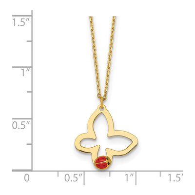 14K Yellow Gold Girls' Butterfly Ladybug Necklace – view 6