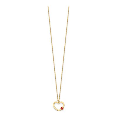 14K Yellow Gold Girls' Ladybug Heart Necklace – view 3