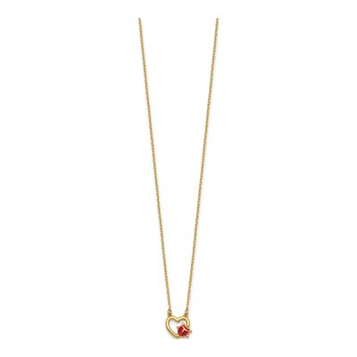 14K Yellow Gold Ladybug on Heart Necklace – view 3