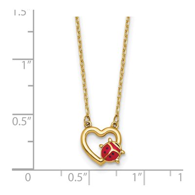 14K Yellow Gold Ladybug on Heart Necklace – view 6