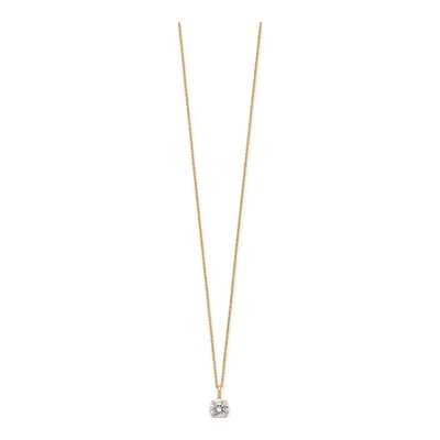 14K Yellow Gold CZ Round Solitaire Necklace – view 3