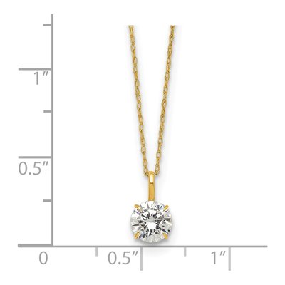 14K Yellow Gold CZ Round Solitaire Necklace – view 6