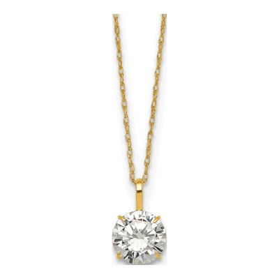 14K Yellow Gold CZ Solitaire Necklace