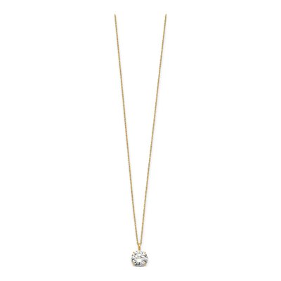 14K Yellow Gold CZ Round Solitaire Necklace – view 3