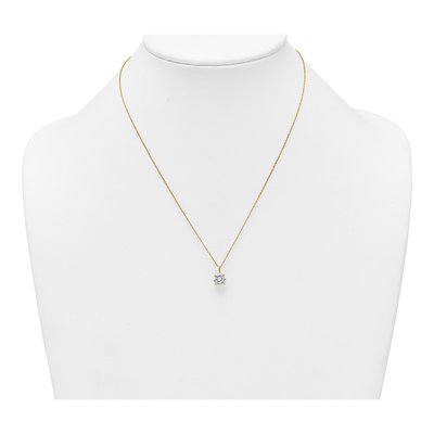 14K Yellow Gold CZ Round Solitaire Necklace – view 4