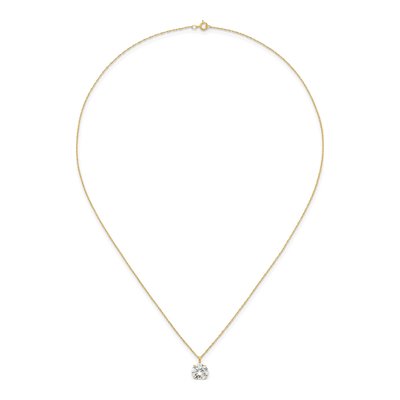 14K Yellow Gold CZ Round Solitaire Necklace – view 5