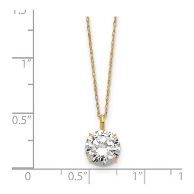 14K Yellow Gold CZ Round Solitaire Necklace – view 6