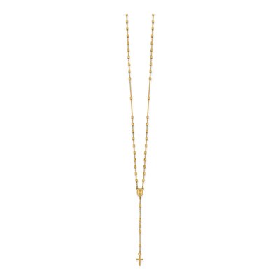 14K Yellow Gold Cross Miraculous Medal Rosary Necklace – view 3