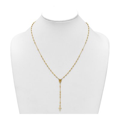 14K Yellow Gold Cross Miraculous Medal Rosary Necklace – view 4