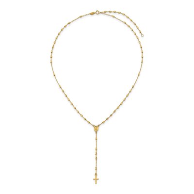 14K Yellow Gold Cross Miraculous Medal Rosary Necklace – view 5
