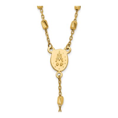 14K Yellow Gold Cross Miraculous Medal Rosary Necklace – view 6