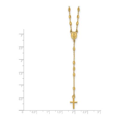 14K Yellow Gold Cross Miraculous Medal Rosary Necklace – view 7
