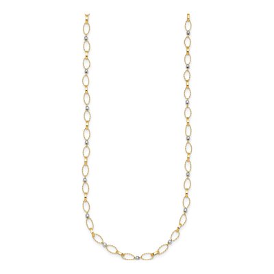 14K Two-Tone Gold Twisted Oval Link Necklace – view 3