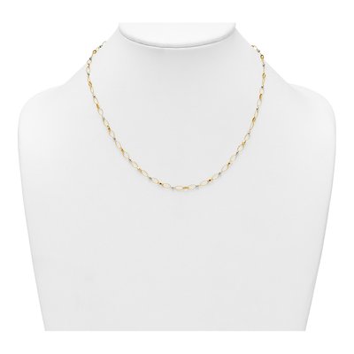 14K Two-Tone Gold Twisted Oval Link Necklace – view 4