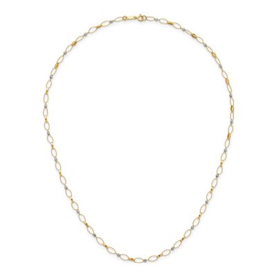 14K Two-Tone Gold Twisted Oval Link Necklace – view 5