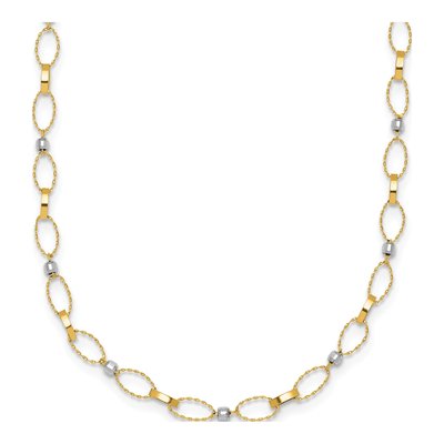14K Two-Tone Gold Twisted Oval Link Necklace