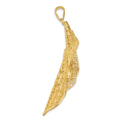 14K Yellow Gold Filigree Calla Lily Flower Pendant – view 3