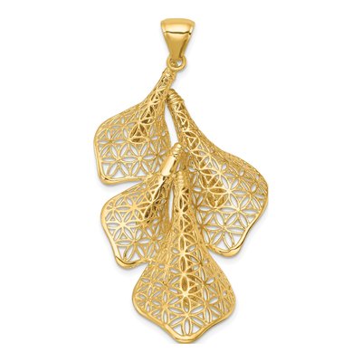 14K Yellow Gold Filigree Calla Lily Flower Pendant – view 4