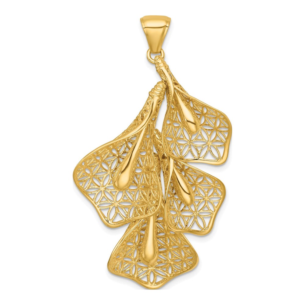 14K Polished Filigree Calla Lily Flower Pendant