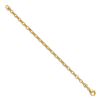 14K Yellow Gold 4.5mm Fancy Oval Rolo Chain Bracelet – view 3